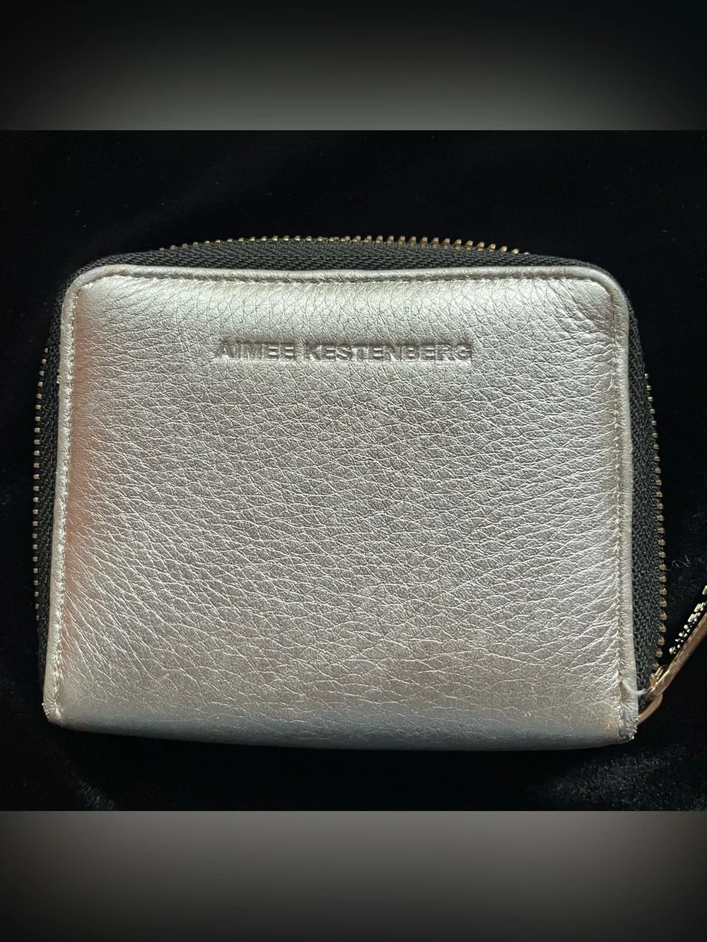 Aimee Kestenberg Brixton Metallic Silver Leather Zip Around Wallet